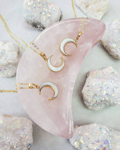 White Shell Moon Necklace; Crescent Moon Necklace; Moon Jewelry
