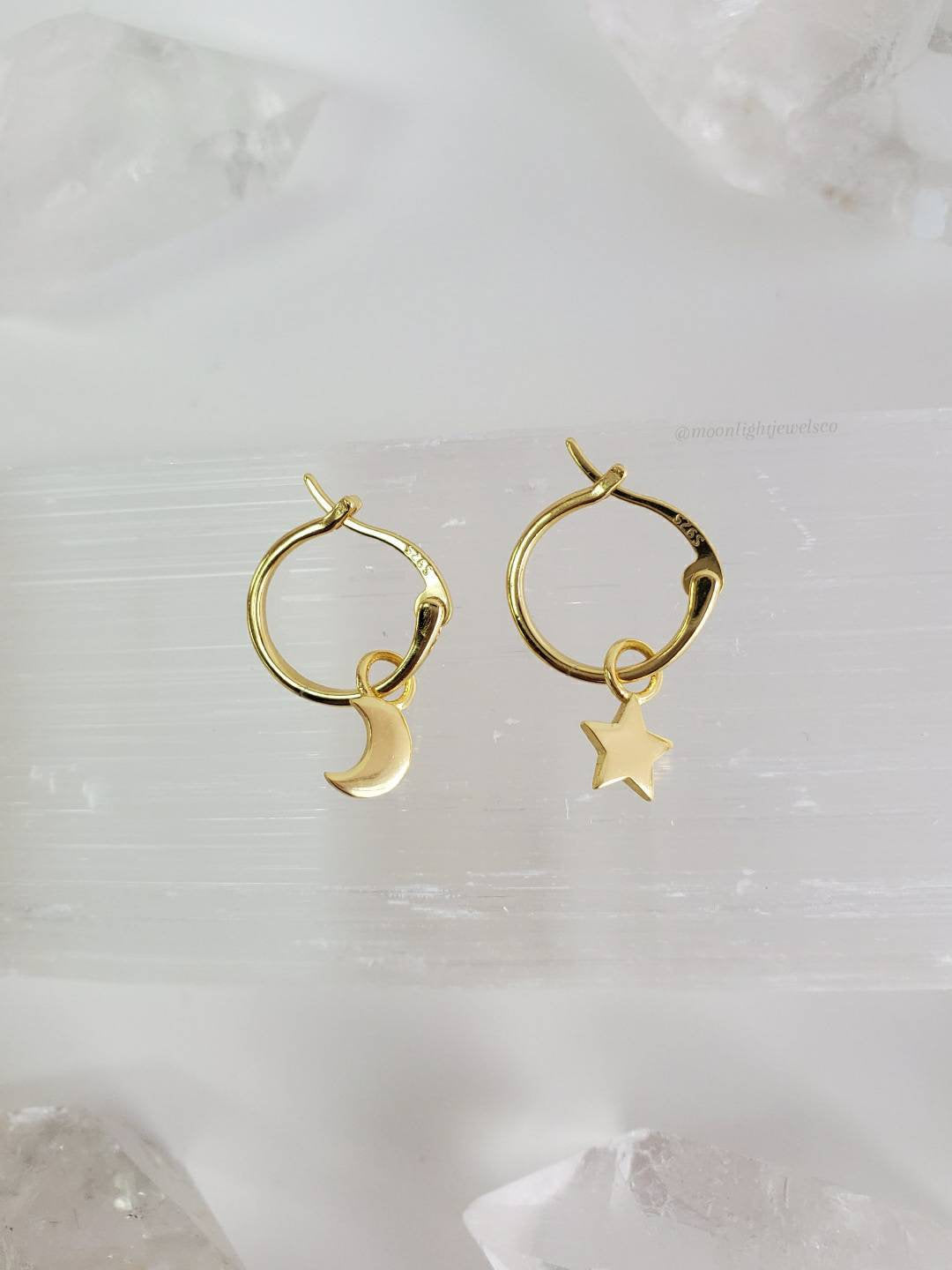 Dainty Star and Moon Earrings | Fine Jewelry Collection
