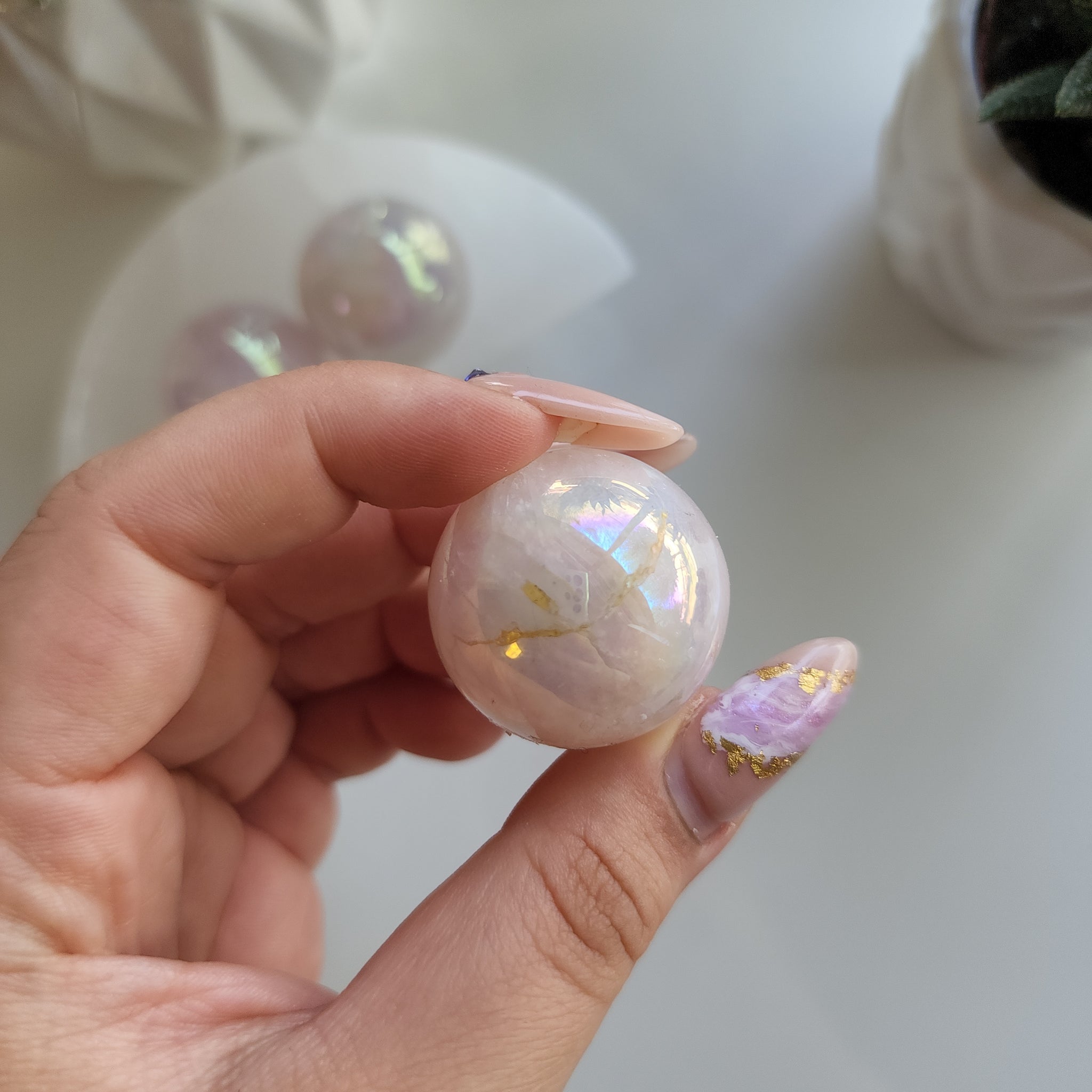 Rose Aura Quartz Sphere