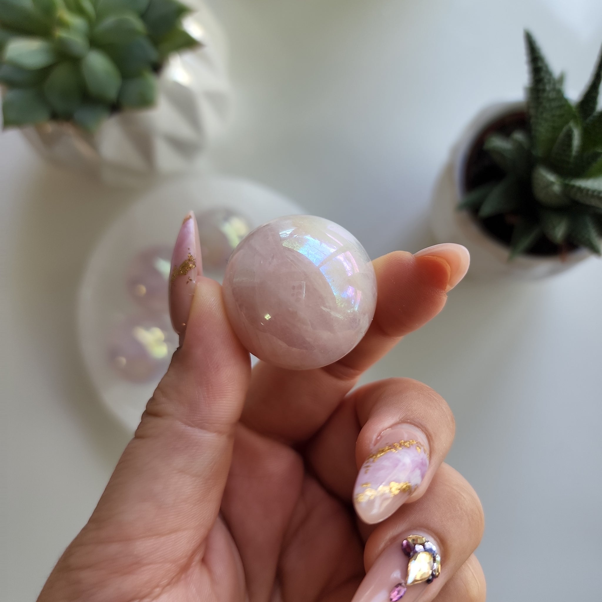 Rose Aura Quartz Sphere