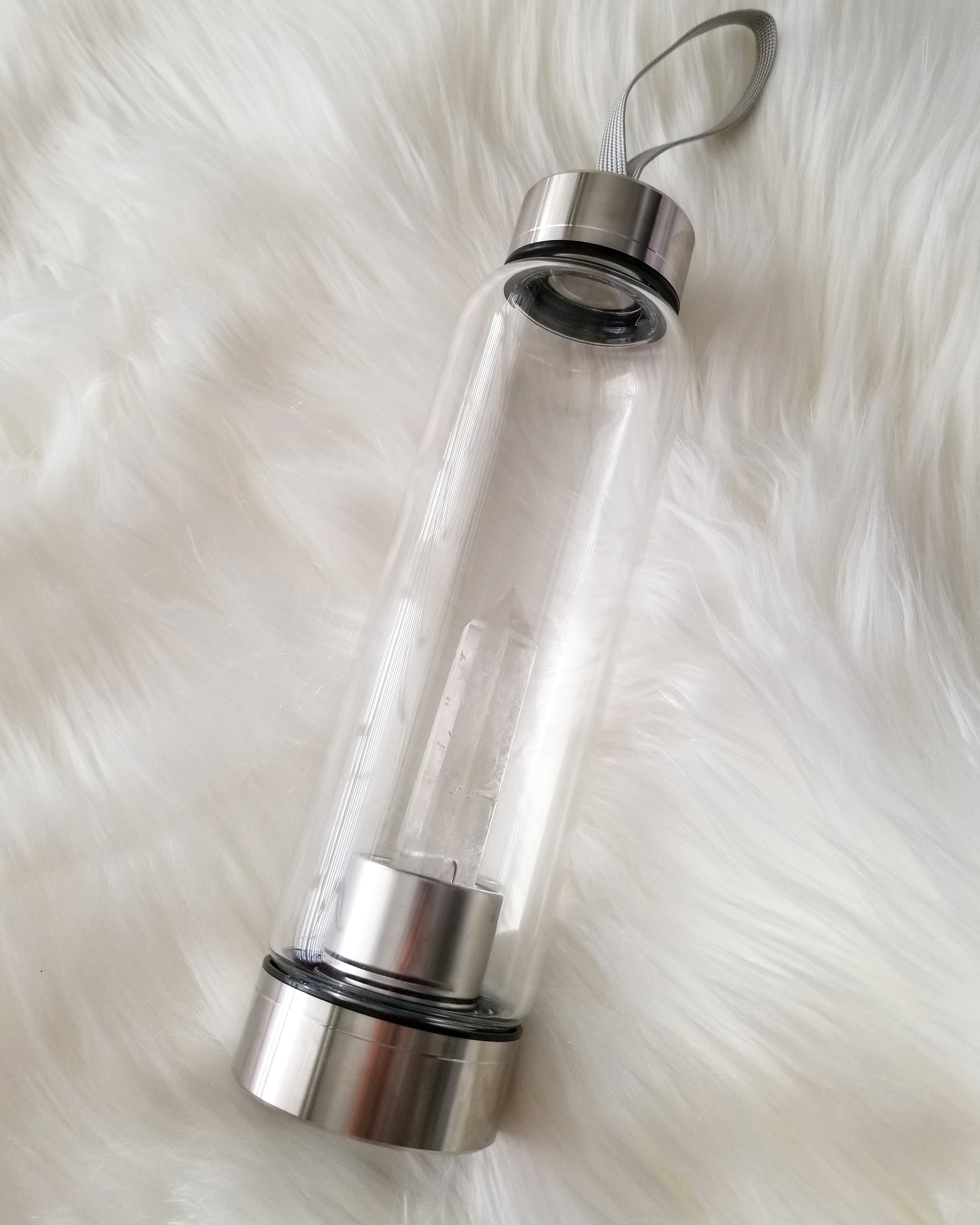Clear Quartz Healing Crystal Water Bottle