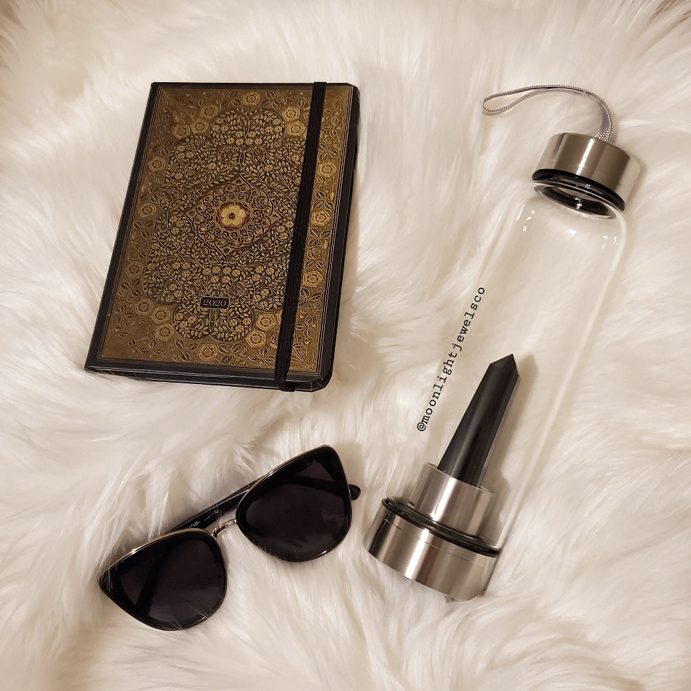 Obsidian Healing Crystal Water Bottle