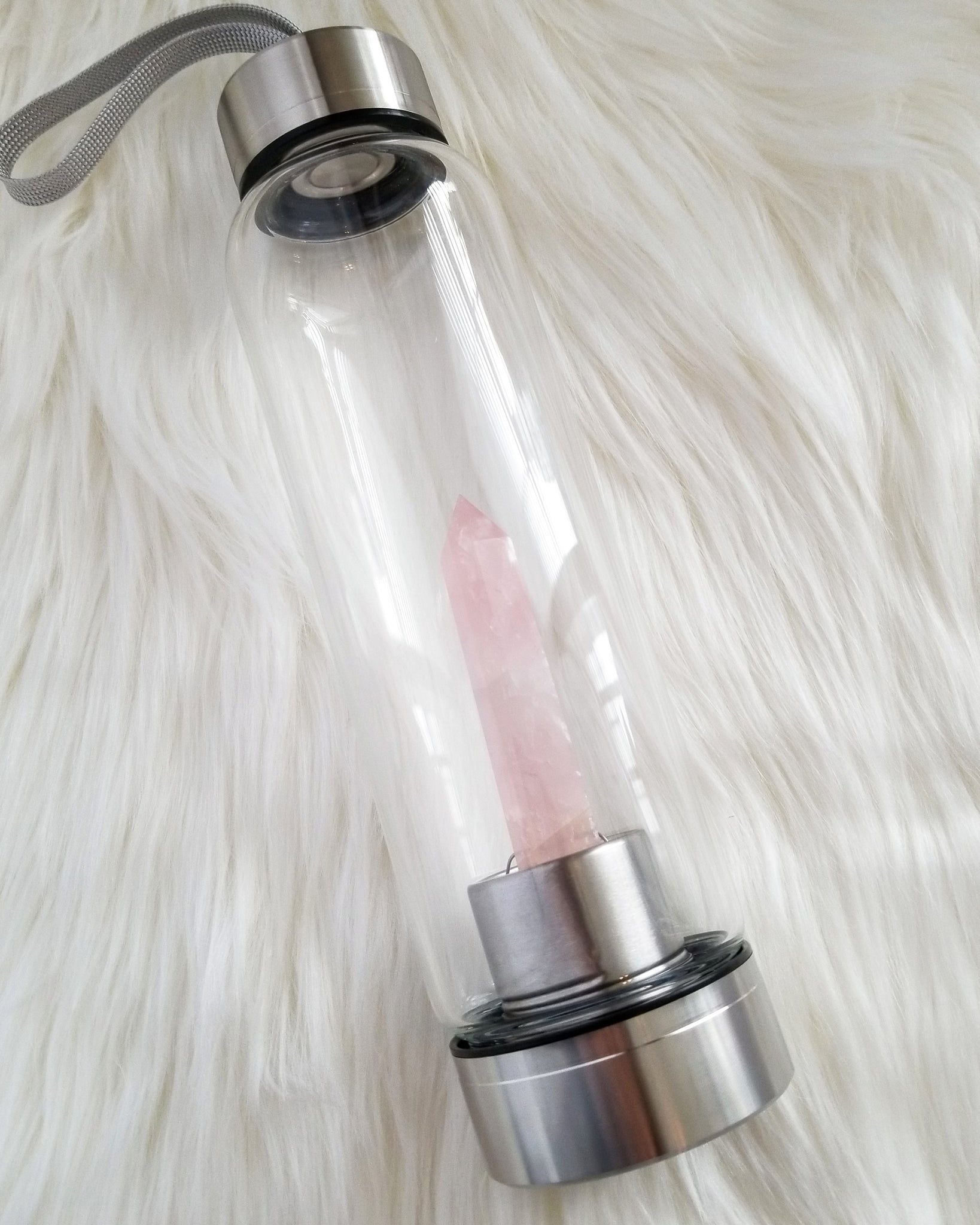 Rose Quartz Healing Crystal Water Bottle