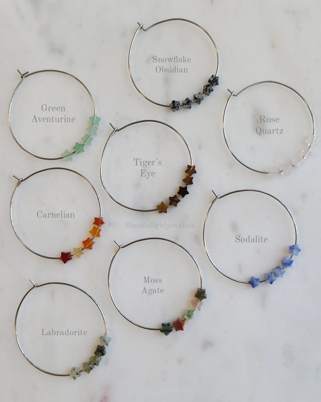 Shooting Star Hoops | choose your crystal