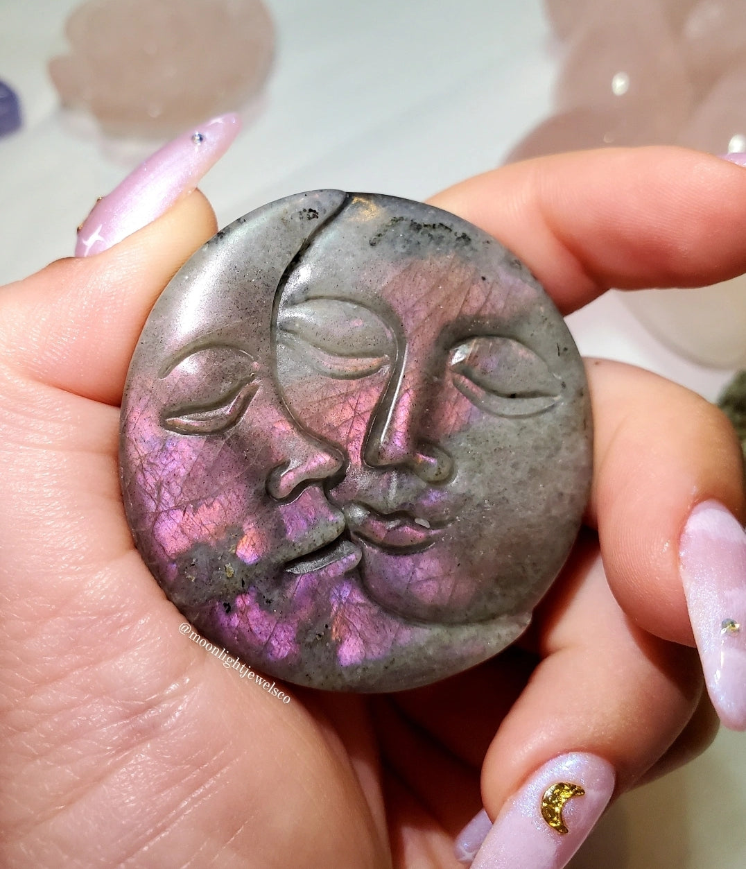 Purple/Pink Labradorite Moon