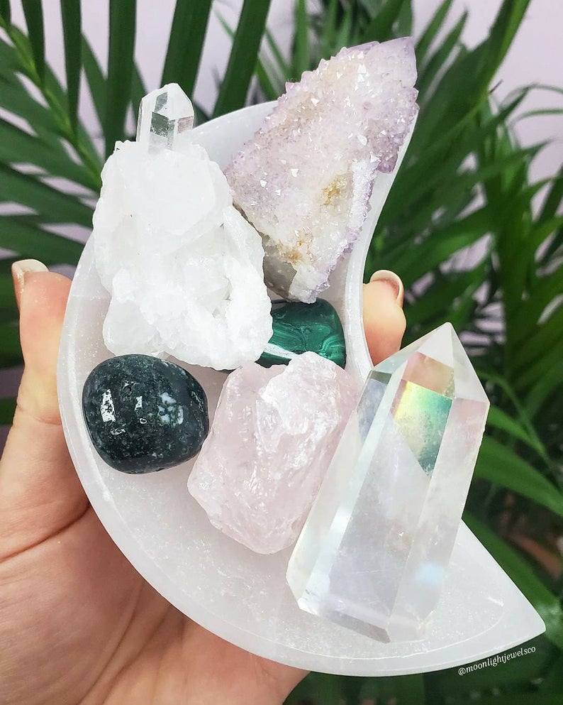 Selenite Moon Bowl