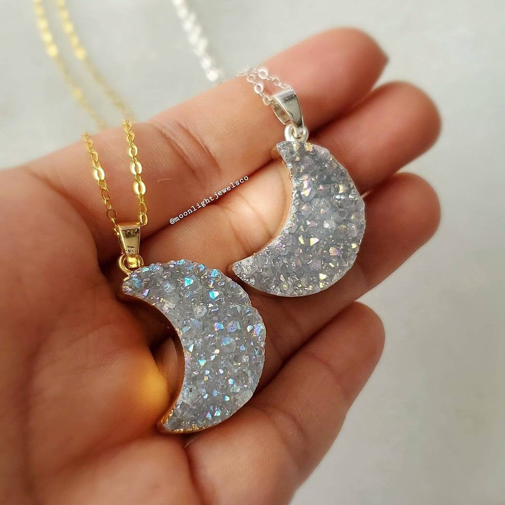 Druzy Moon Necklace | choose your style