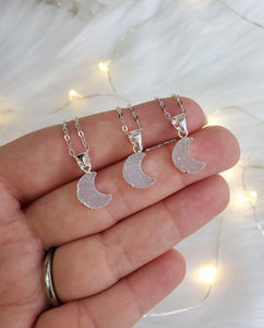 Dainty Druzy Moon Necklace