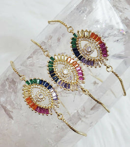 Rainbow Evil Eye Adjustable Bracelet