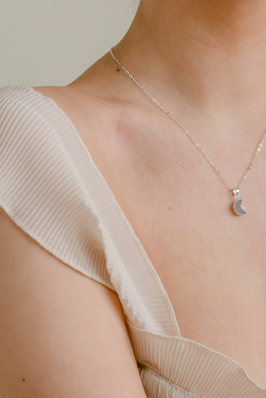 Dainty Druzy Moon Necklace