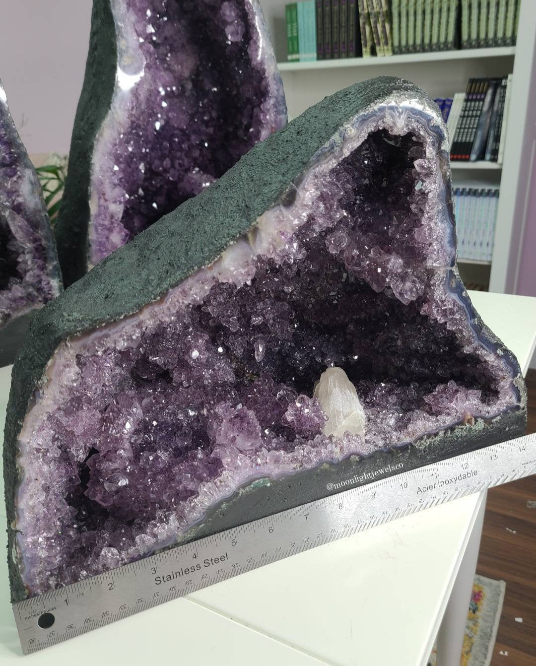 18.75 KG Amethyst Cathedral with Calcite Inclusion, Micro Druzy and Amethyst "Flowers" (see photo 3)