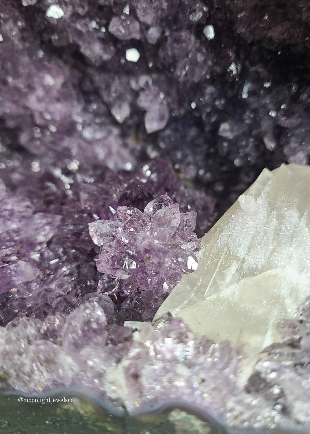 18.75 KG Amethyst Cathedral with Calcite Inclusion, Micro Druzy and Amethyst "Flowers" (see photo 3)