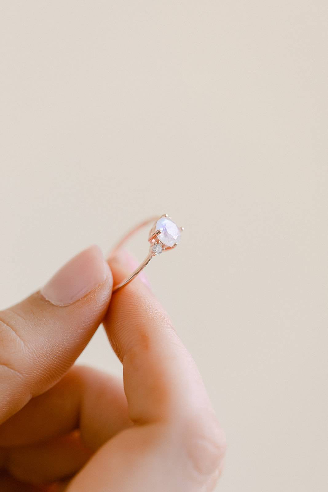 Moonstone x Rose Gold Ring - dainty - Fine Jewelry Collection
