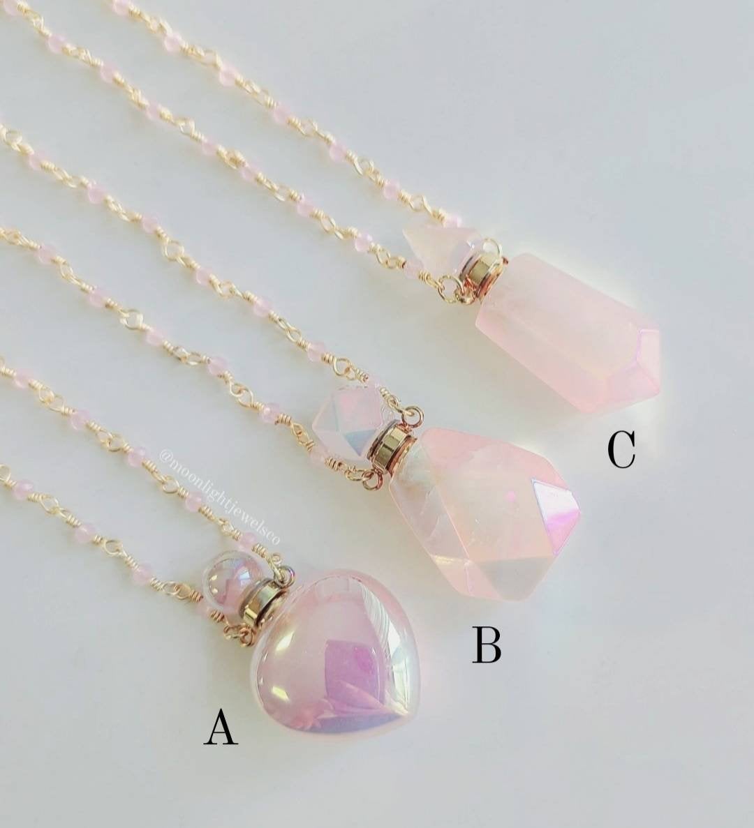 Rose Aura Essential Oil Bottle Necklace | choose your style