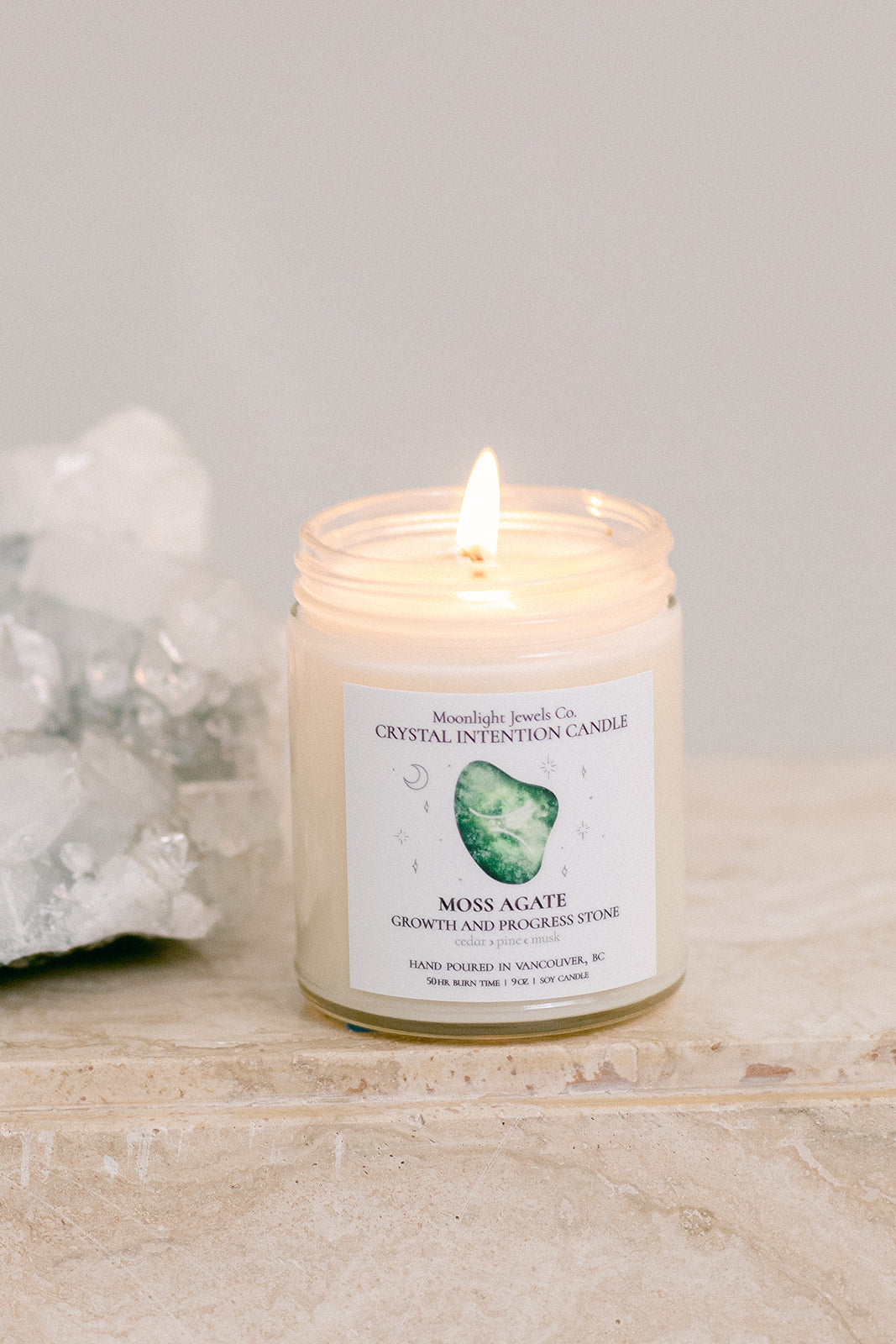 Moss Agate Candle | Cedar, Pine, Musk